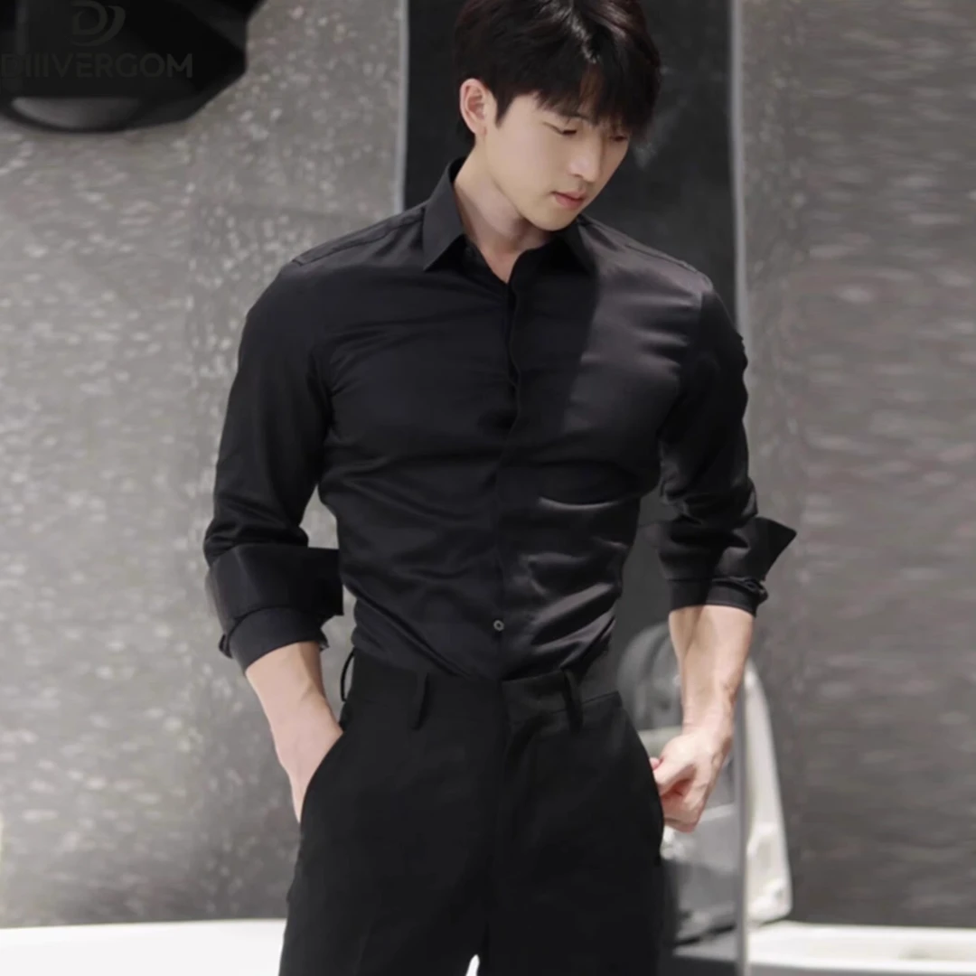 高级感痞帅英伦风宽松衬衫男长袖春秋季结婚商务正装西装内搭衬衣