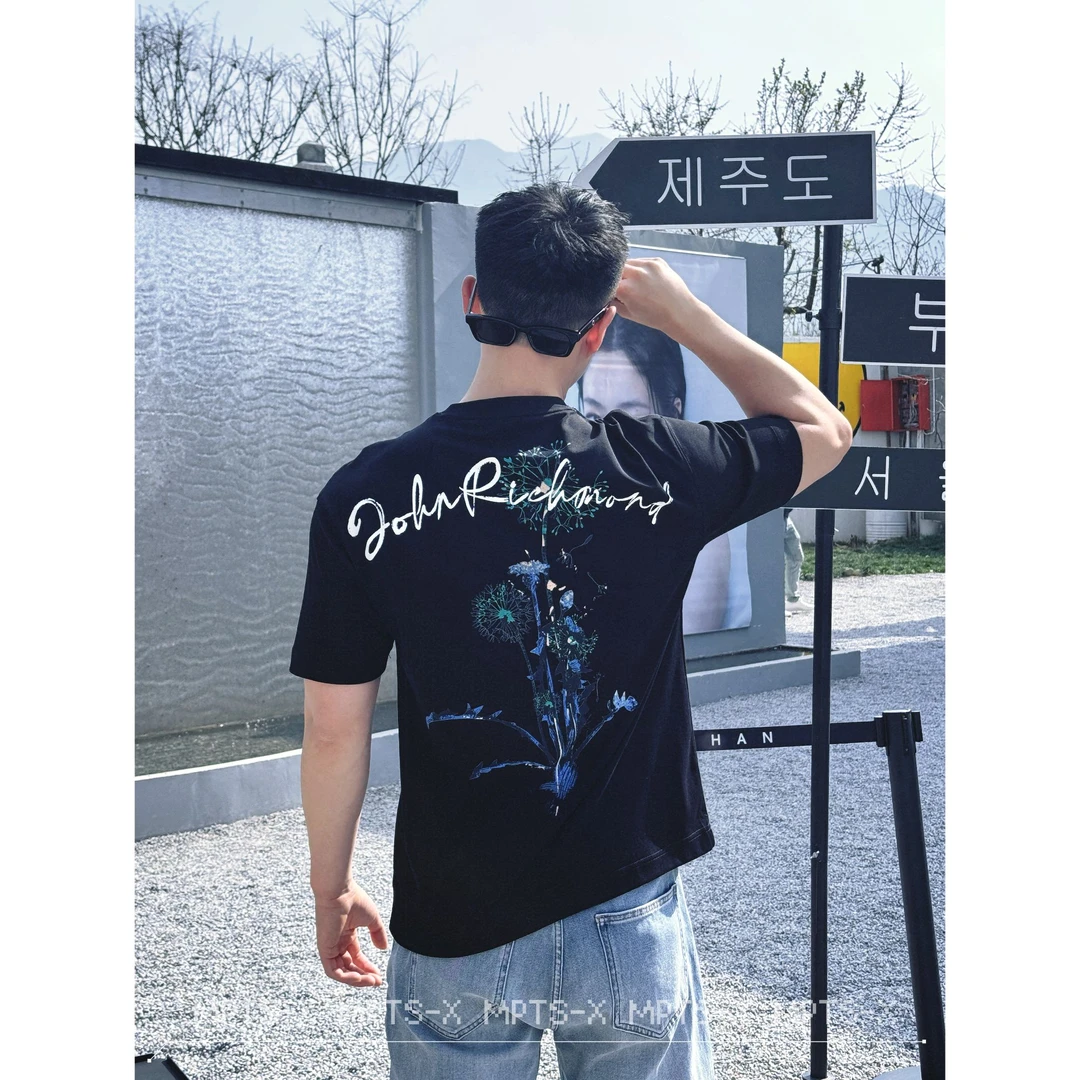 【双面液氨棉】铭品添尚2025夏季新款男士圆领直喷印花短袖T恤#6532