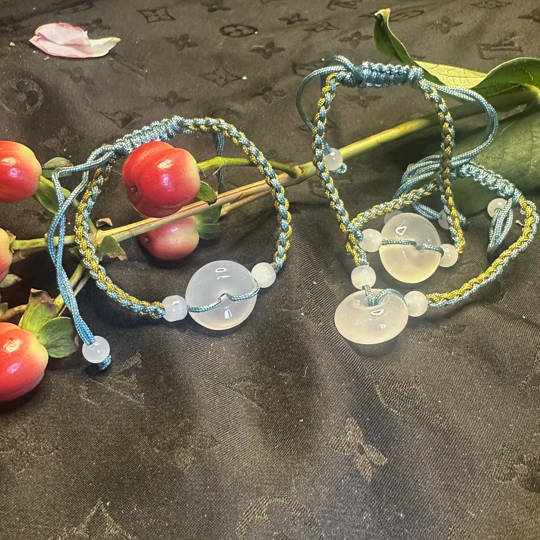 【玉合缘】天然高冰玛瑙玉髓平安扣手机挂件-多样性发一 7654