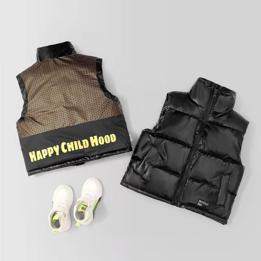 儿童马甲宝宝外穿加厚棉背心男女童连帽坎肩保暖马夹冬新款