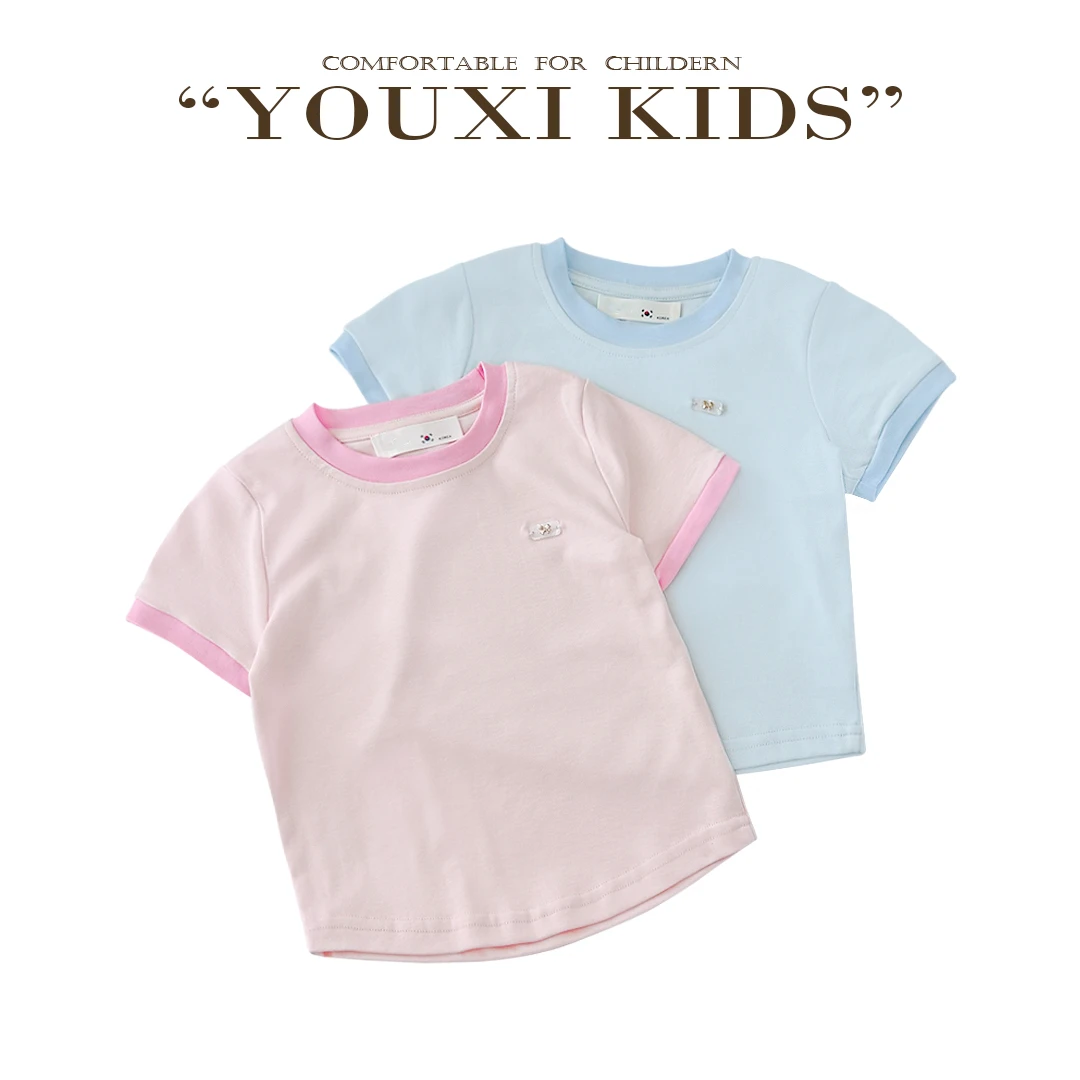 现飞飞家·速干棉25夏季新款亲子百搭撞色韩系圆领休闲短袖 FF2838