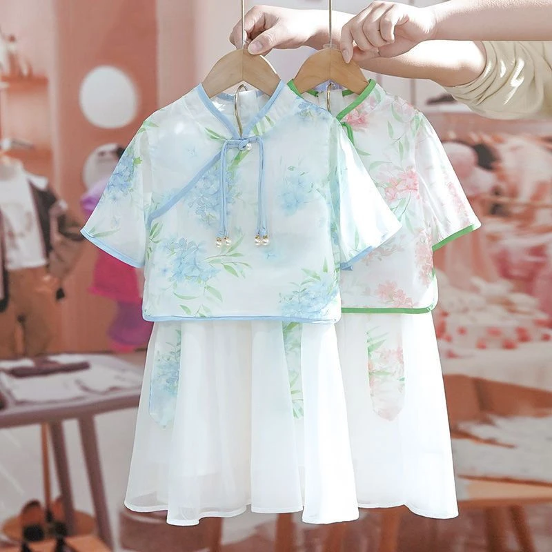 儿童夏装【清仓】女童套装夏装新款夏季汉服两件套半身裙薄款超仙儿