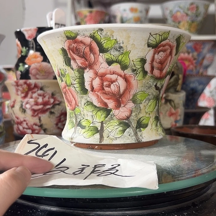 景德镇幸运花盆手绘韩式花盆
