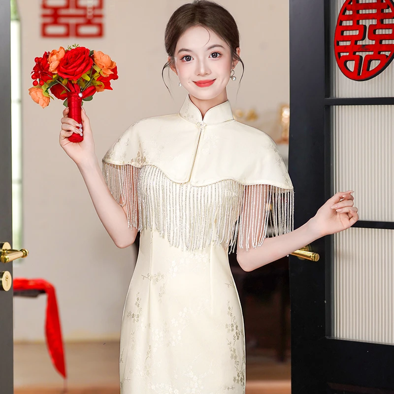 10月份喜婆婆婚宴装两件2025新款妈妈礼服平时可穿旗袍改良连衣裙
