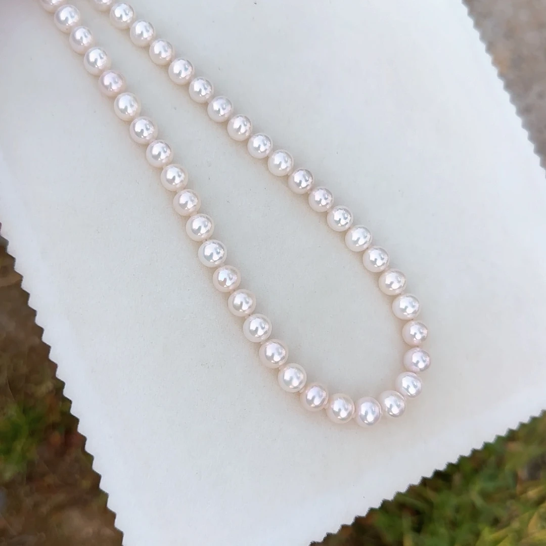 淡水珍珠银S925镶嵌颈饰弓***张8/9无核极光无暇青光