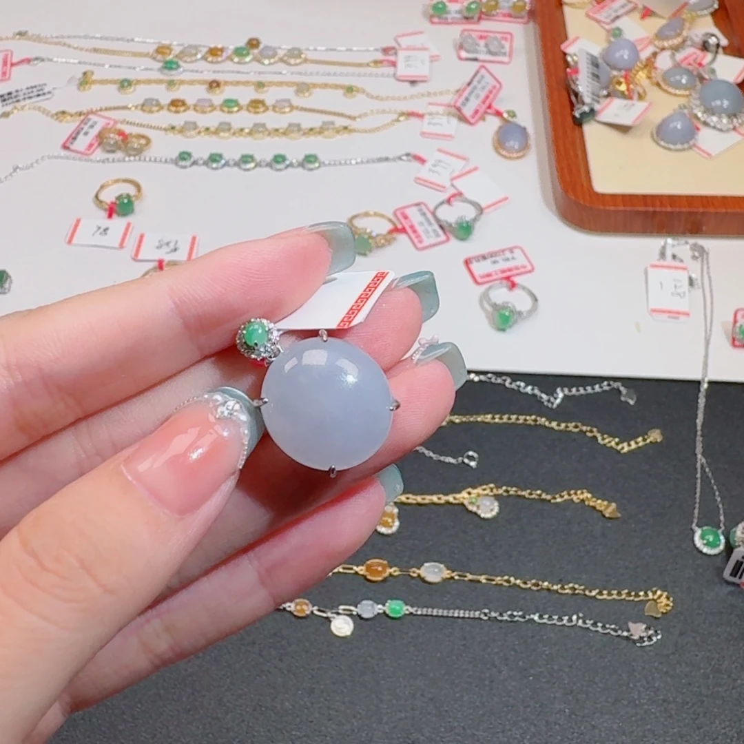 翡翠银S925镶嵌颈饰