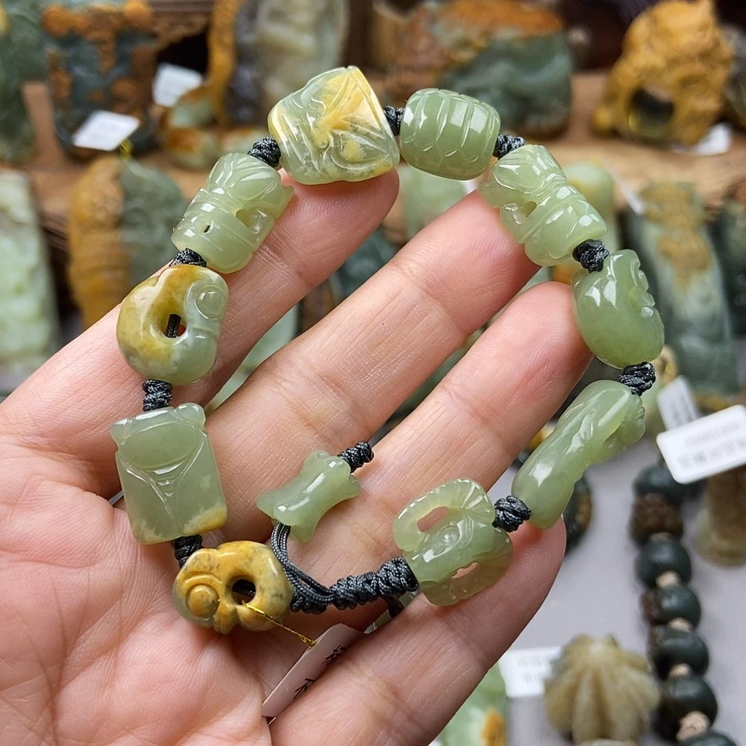 岫岩河磨玉（透闪石质玉）手串未镶嵌非*流