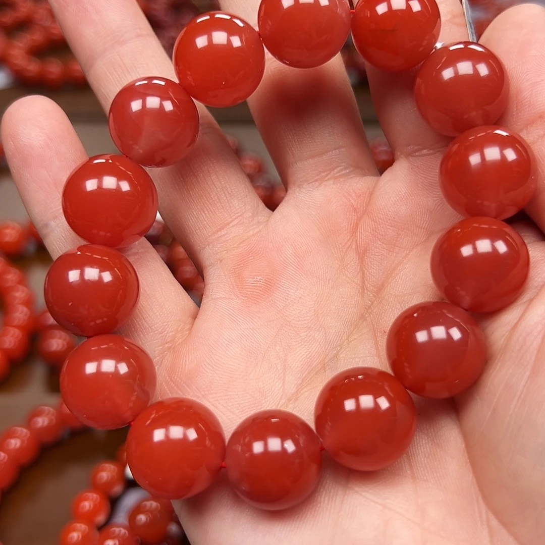 南红玛瑙未镶嵌手链保山料冰红15m