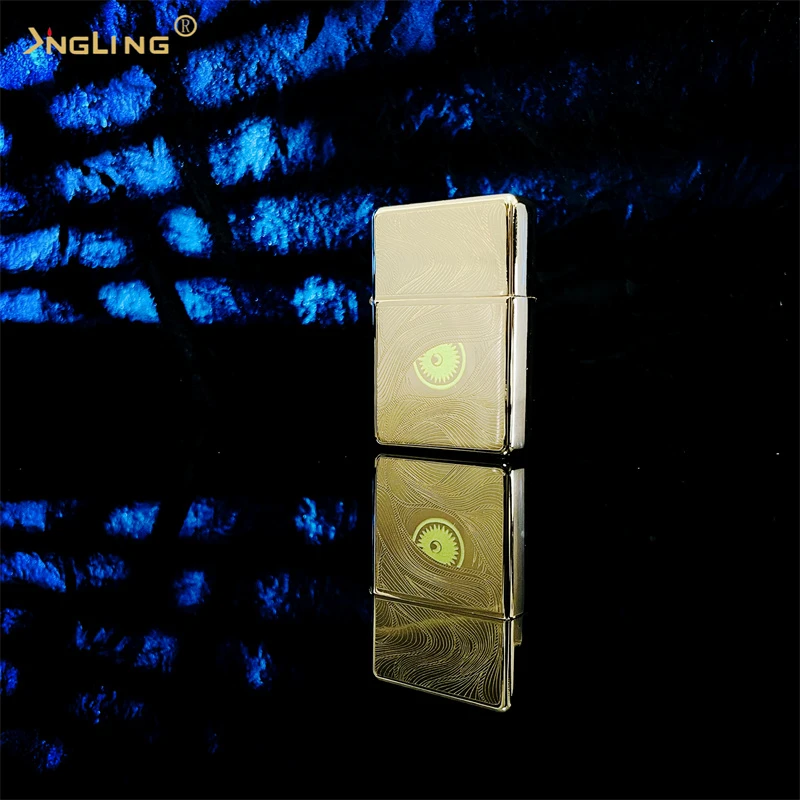 NGLING 夜光秋水含情防风煤油打火机复古创意金色国风