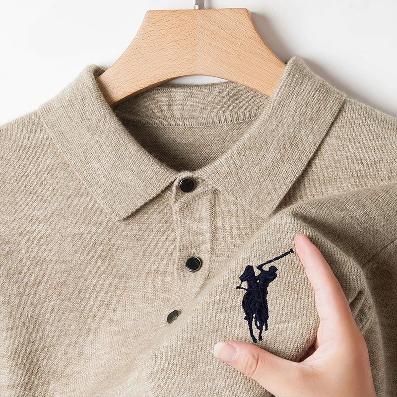 针织衫冬季春秋翻领常规针织毛衣秋冬针织衫长袖修身休闲极简风