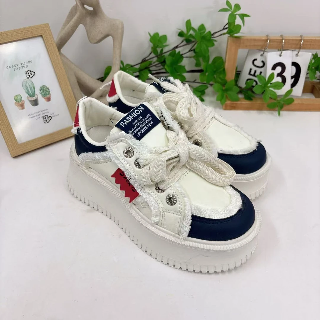 639-70超火小白鞋女新款春季系带厚底增高百搭爆款老爹鞋休闲板鞋