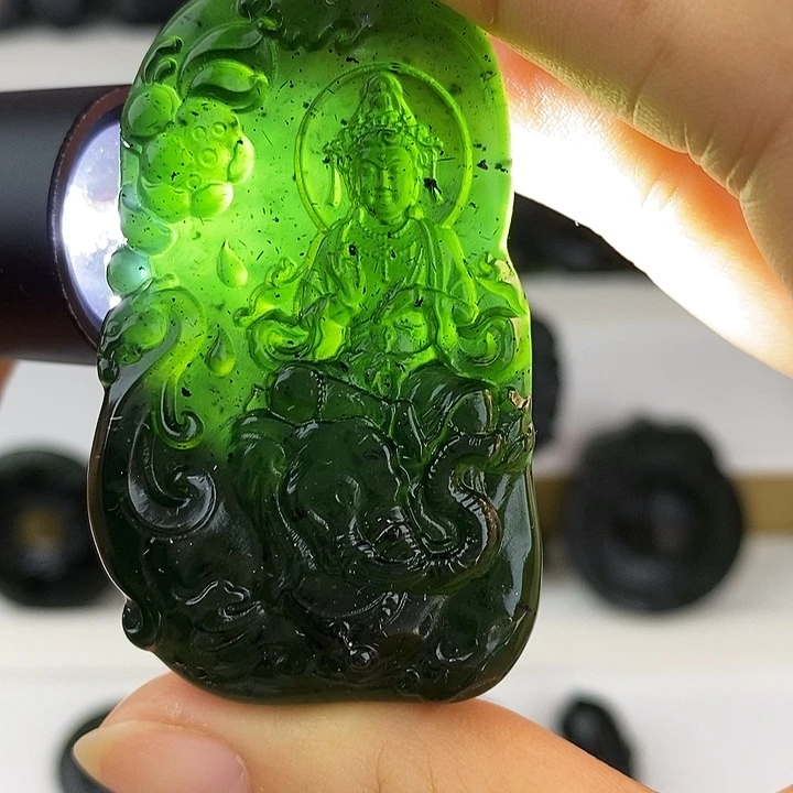 蛇纹石玉未镶嵌普贤菩萨