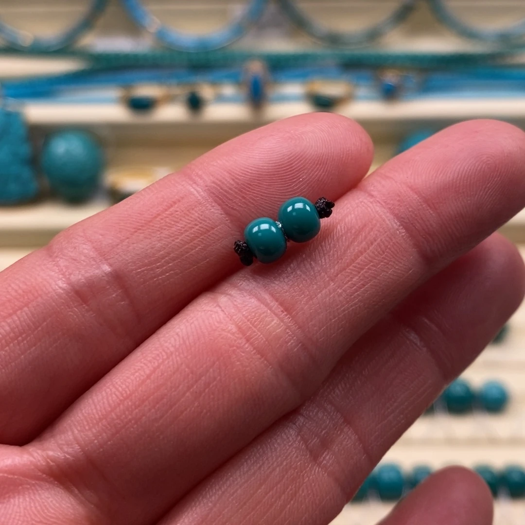 绿松石未镶嵌珠宝奇石直径5.1老型对珠