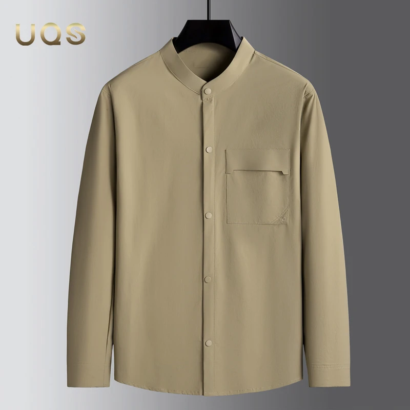 秋季新款立领男士衬衫外套大码宽松简约时尚百搭日常休闲通勤简约