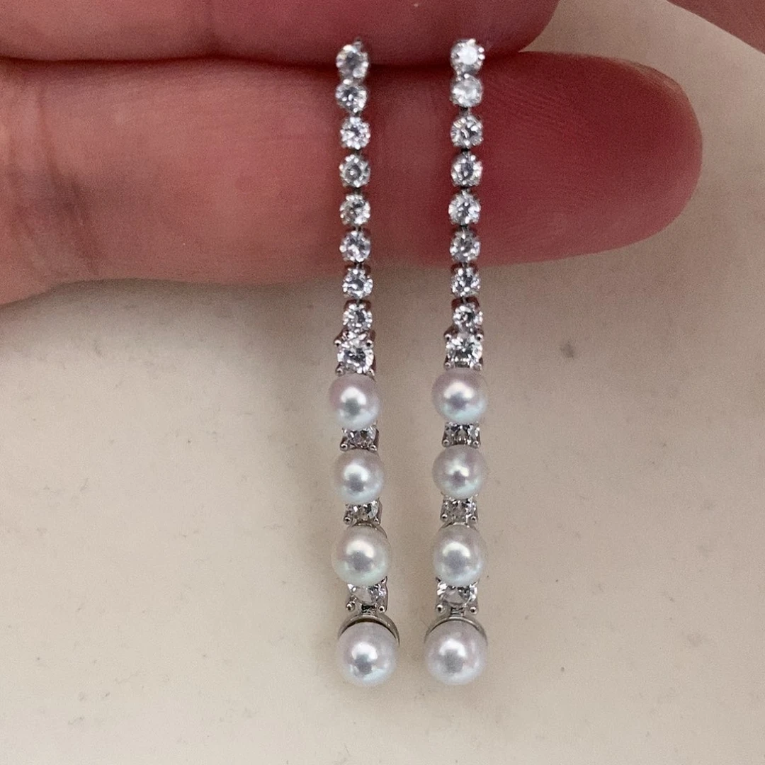 银S925镶嵌耳饰淡水珍珠