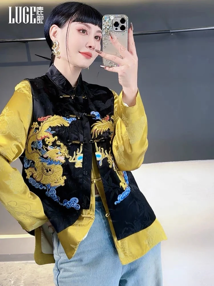 南油朱朱黑白高级醋酸马甲282