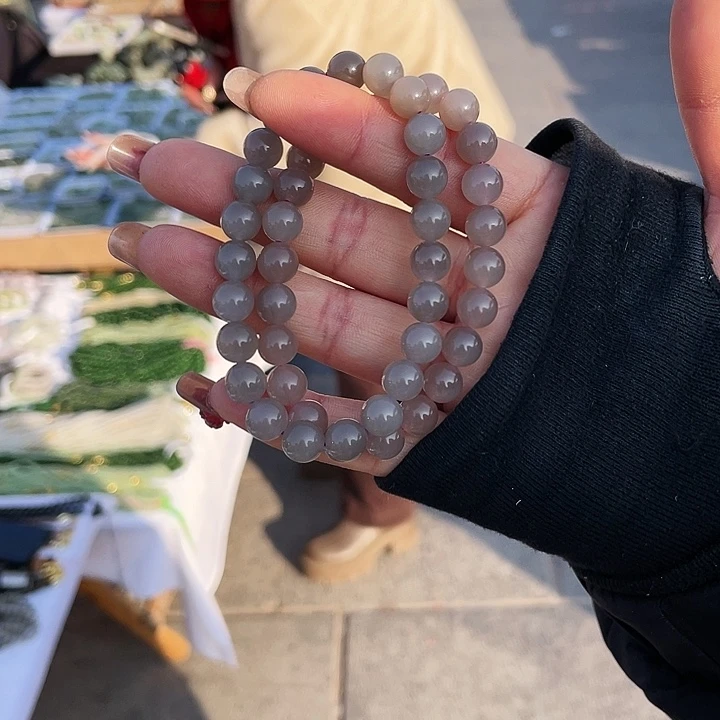 和田玉手串未镶嵌烟紫约卡8多样性拍一发一HNH