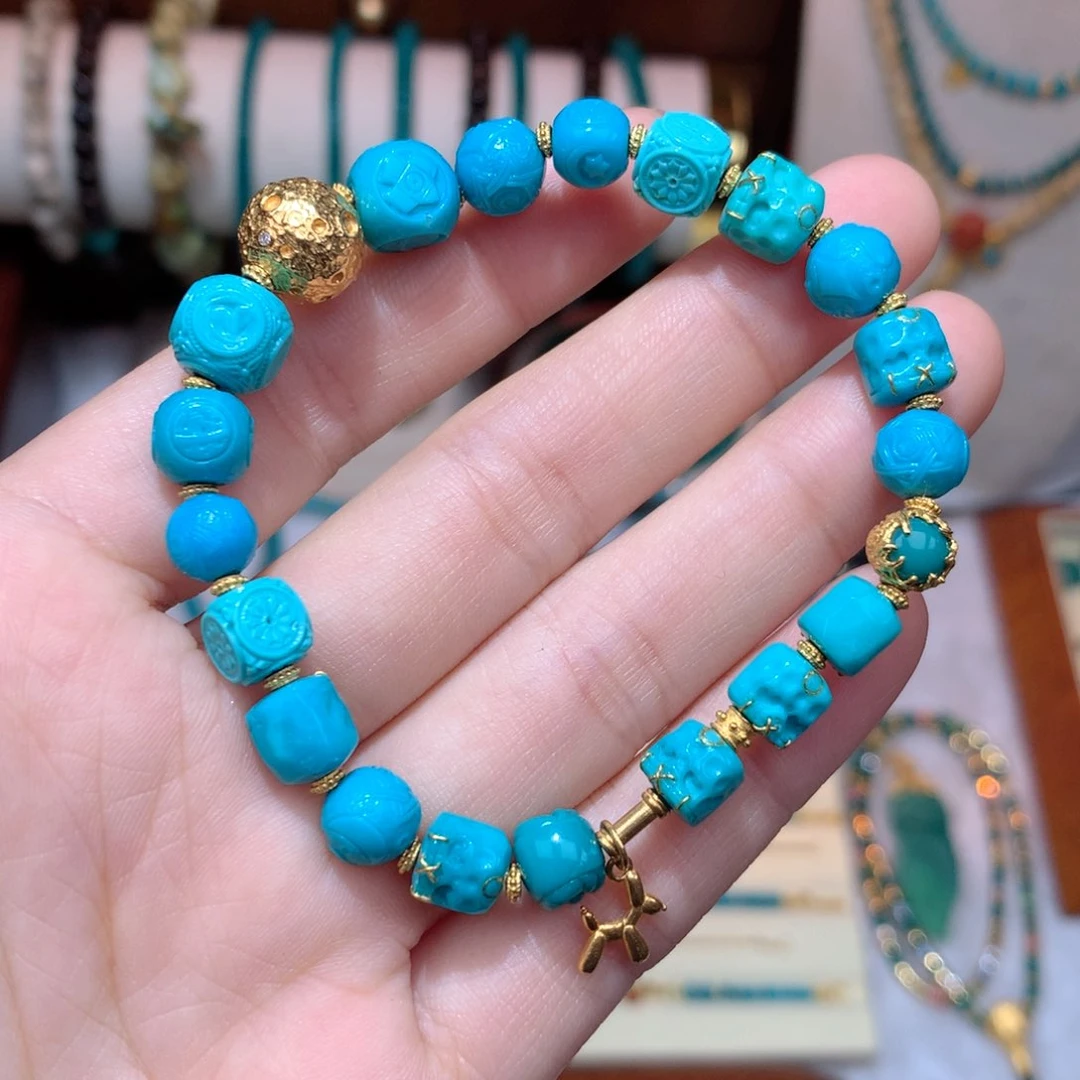 绿松石珠宝奇石18K金镶嵌