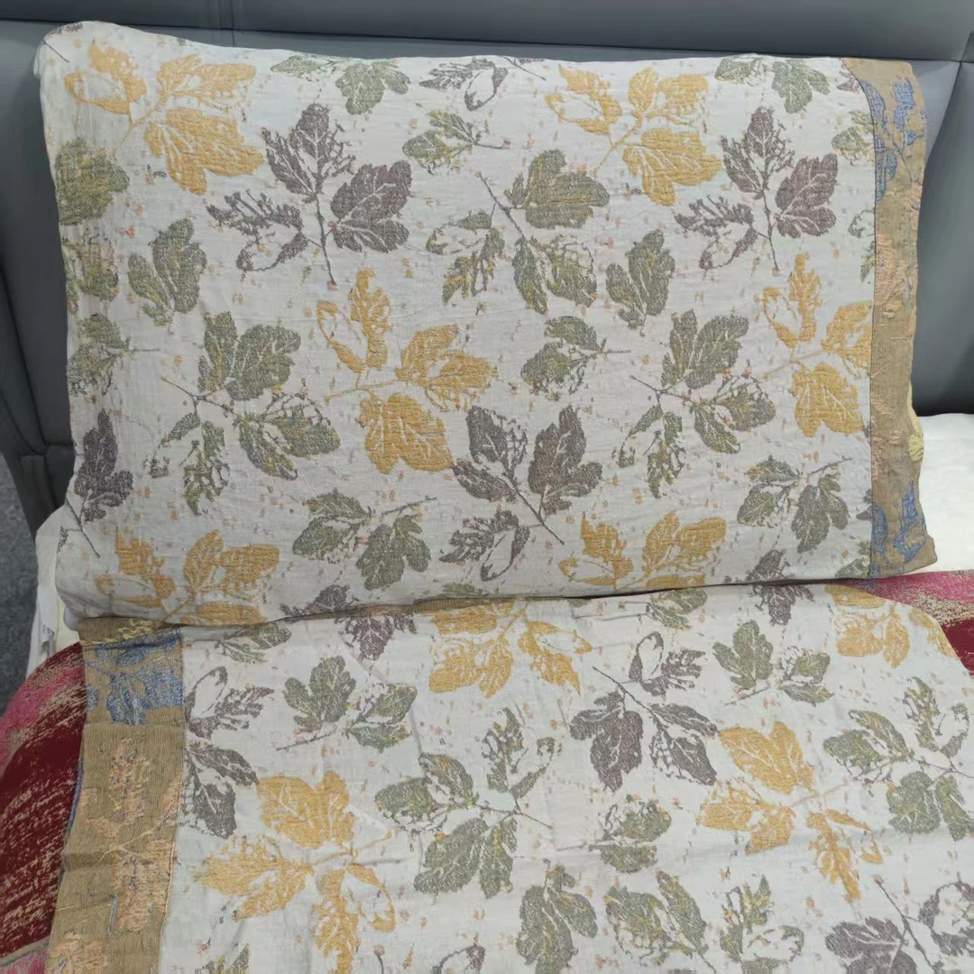 【枫语叶间黄】 罗布麻多层纱布枕套一对两只---50*80