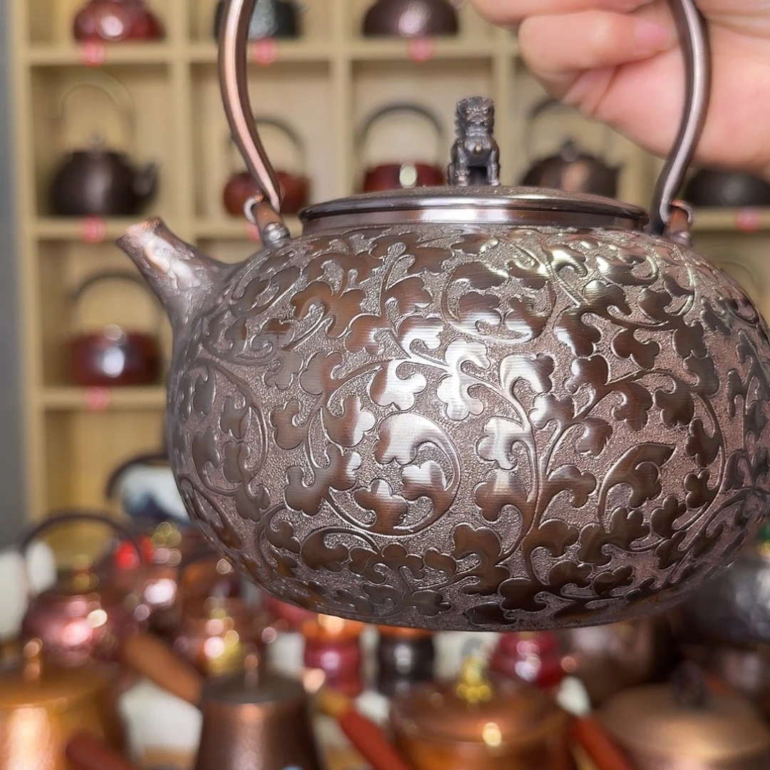 1200毫升缠枝莲紫铜提梁壶