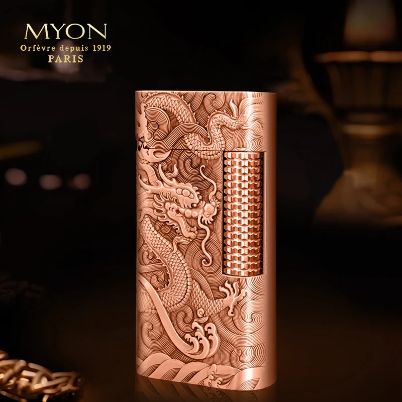 保哥专属MYON爵士待机王紫铜金龙出海双面浮雕工艺勉牌煤油打火机