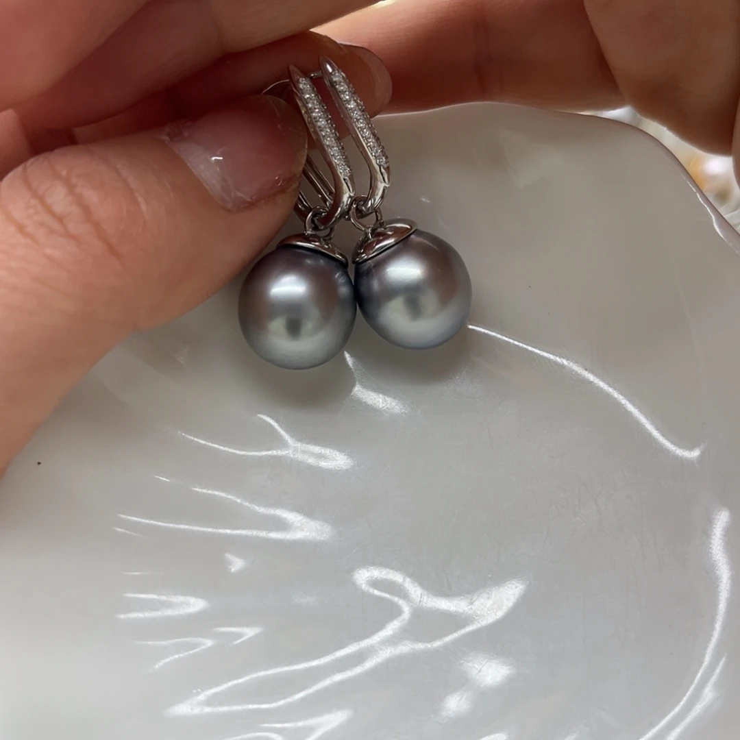 海水珍珠银S925镶嵌耳饰