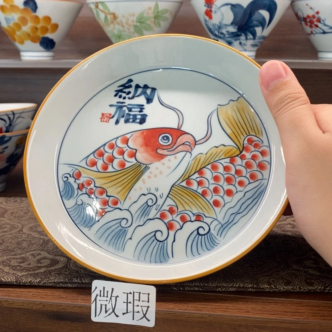 釉下彩老陶泥手工绘制