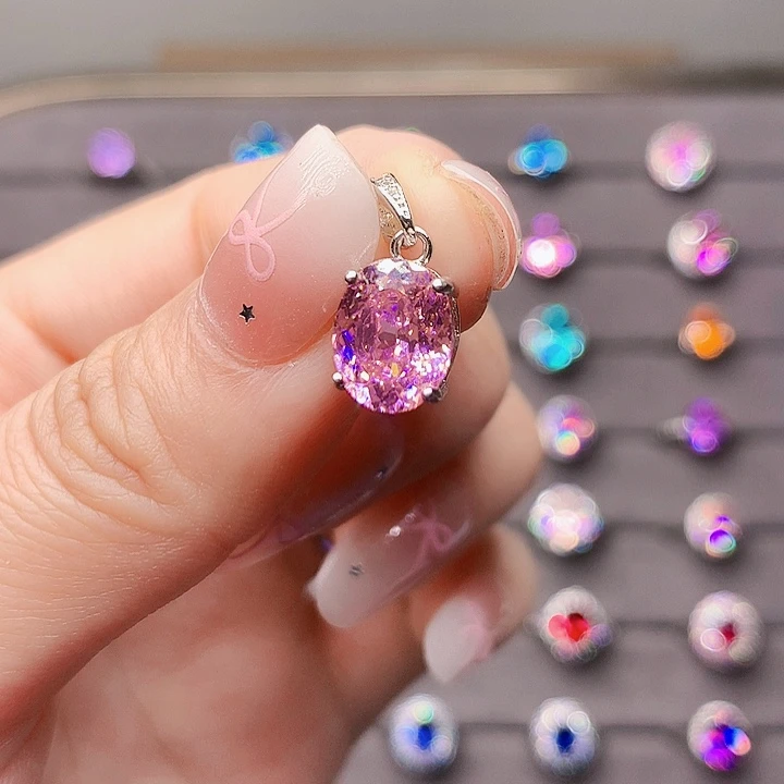 碧玺吊坠(赠链)银S925镶嵌粉碧玺