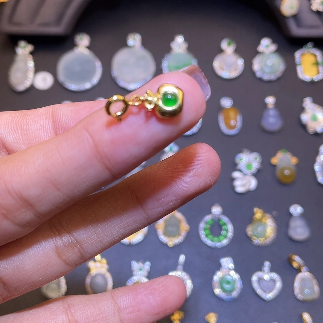 翡翠银S925镶嵌吊坠(不含链)