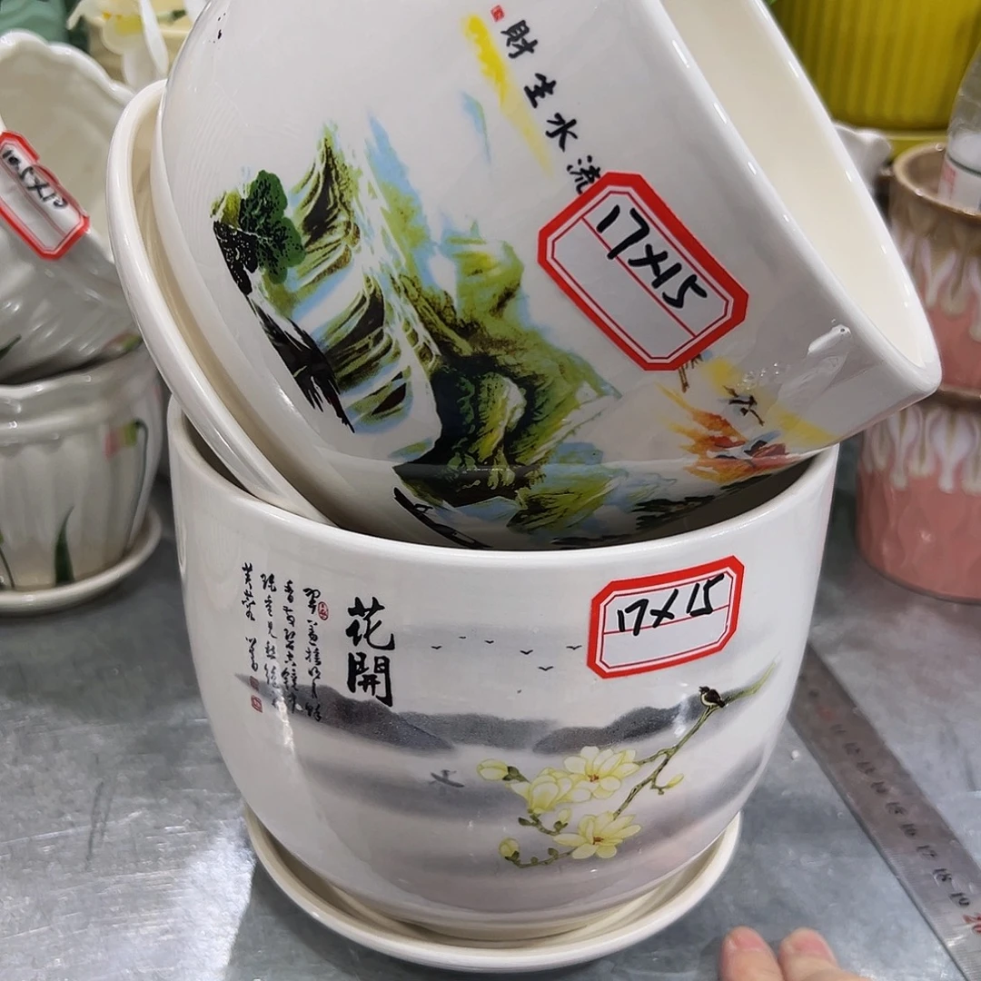 外贸尾单陶瓷花盆凑10米包邮