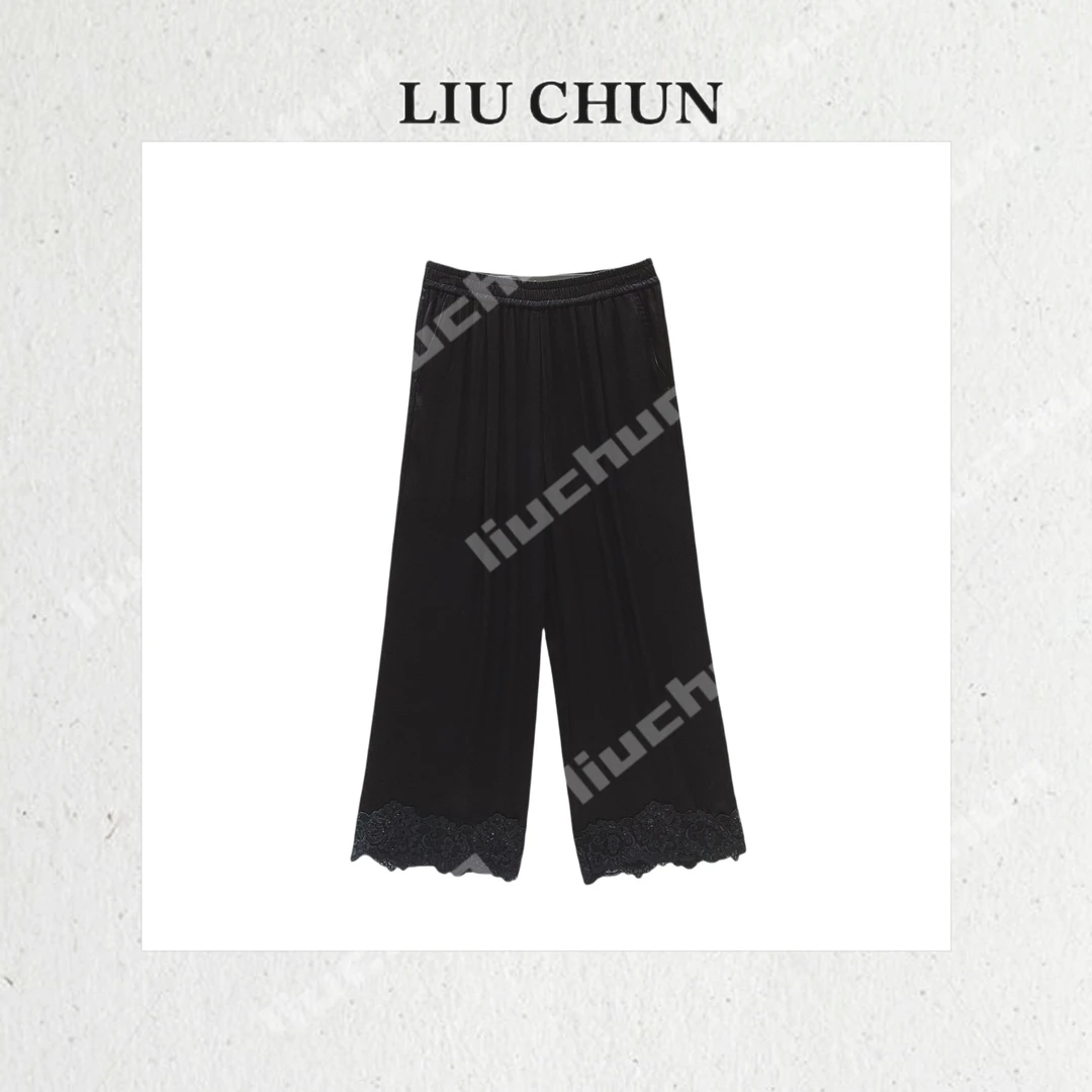 【裤腿绣花】CHUN家松紧腰阔腿裤
