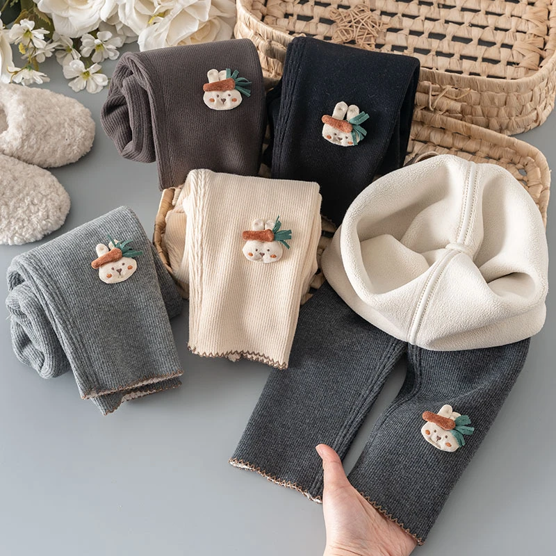 无骨薄绒女童加绒打底裤春秋冬2025新款儿童洋气外穿裤子宝宝冬季