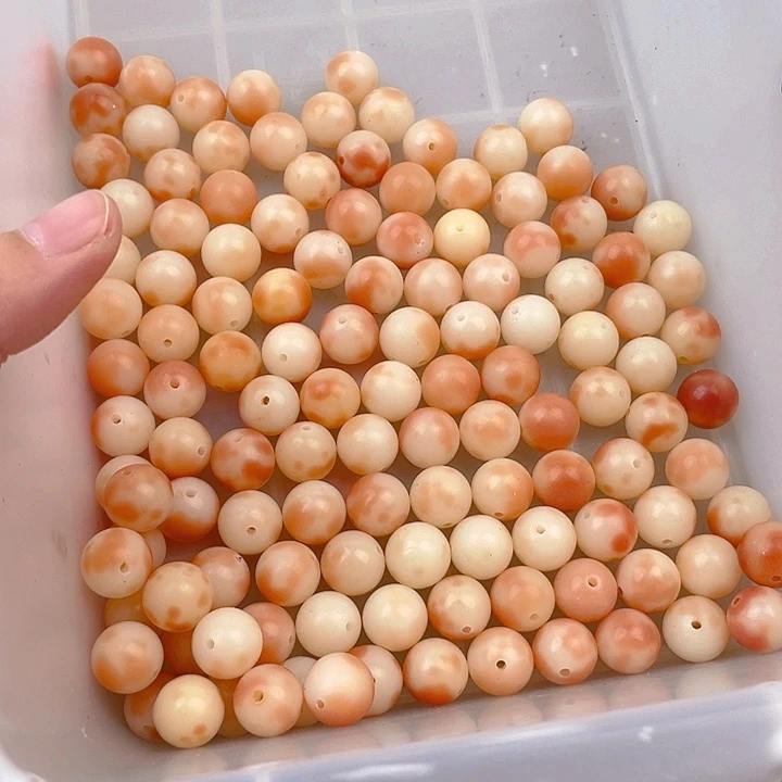 吊坠菩提根/象牙果粉色飘花散珠100颗