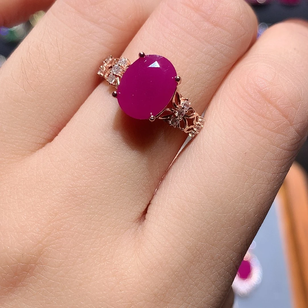 戒指红宝石银S925镶嵌