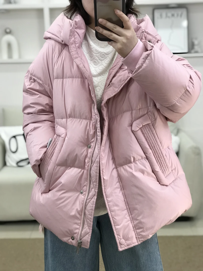 {莹莹推荐}时风5011冬季大码女装百搭净版中长款羽绒外套