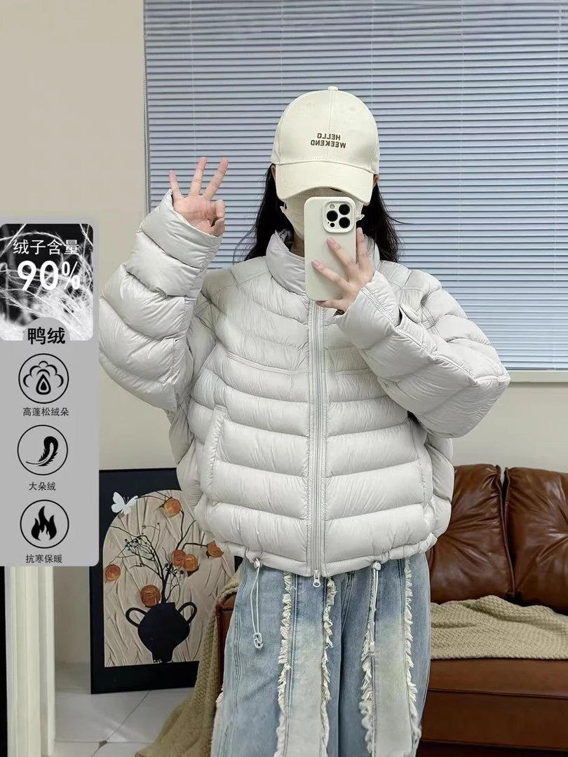 90白鸭绒常规款短款加厚保暖优等品宽松百搭纯色立领