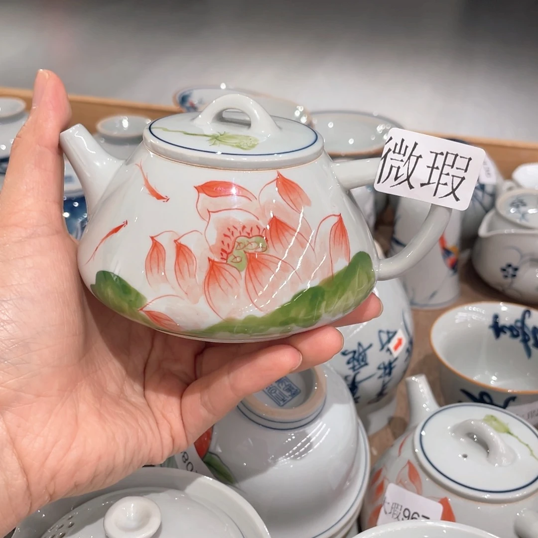 釉下手绘茶具微瑕