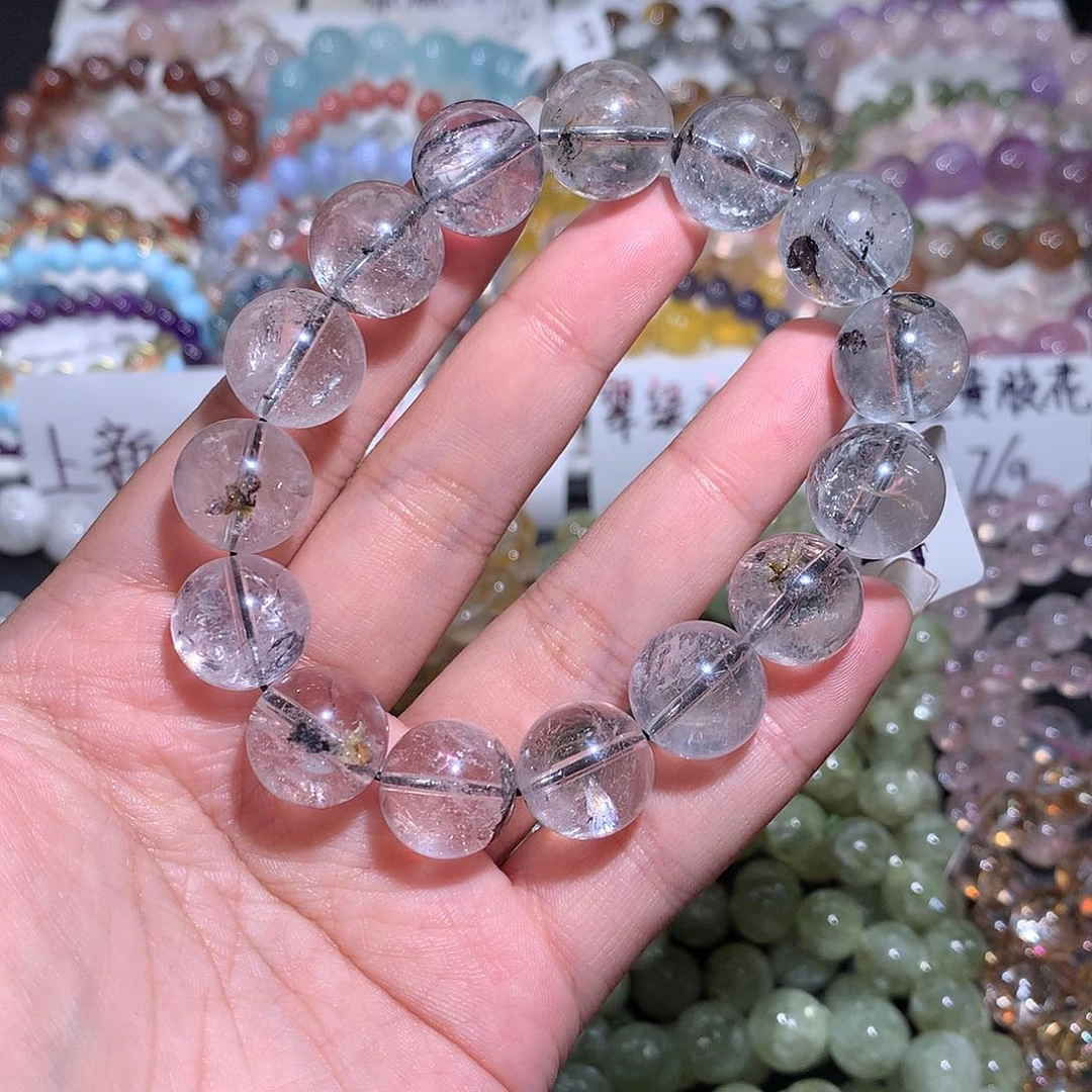 未镶嵌手链水晶透体黑闪灵14