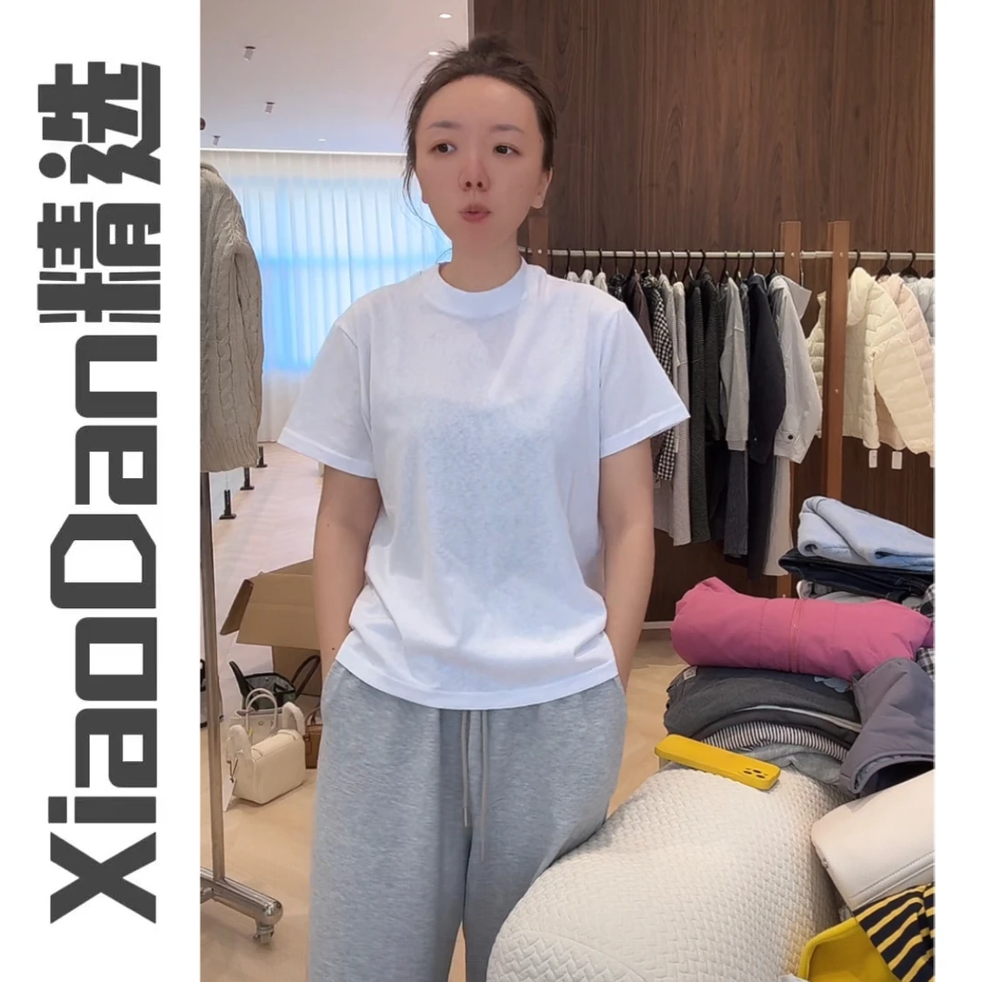 【晓丹精选】纯色女圆领极简风短袖T恤2025911