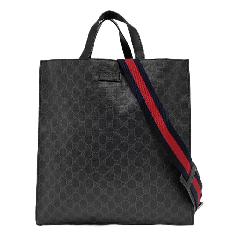 95新 GUCCI/古驰 男士黑色托特包单肩斜挎手提公文包
