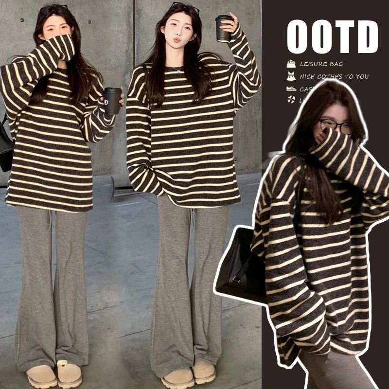 孕妇装上衣时尚孕妇装条纹宽松打底外穿长袖辣妈韩版显瘦