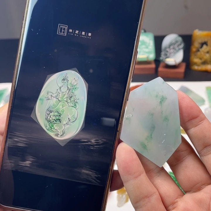 定制翡翠未镶嵌文殊