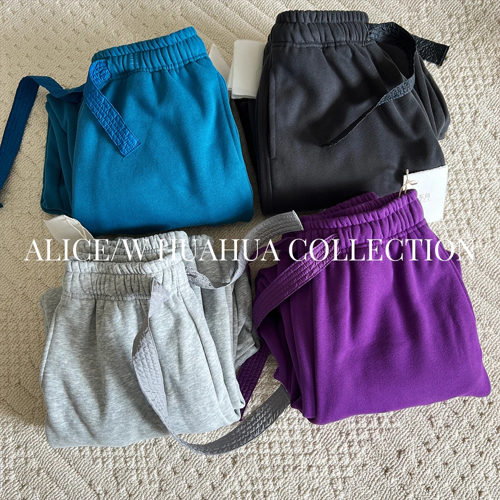 【花粉专享】皮质抽绳阔腿休闲裤女秋冬加绒加厚马卡龙多色系长裤