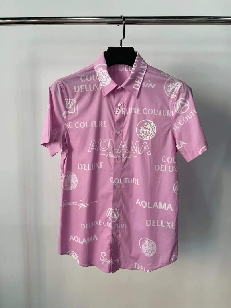 cs046男士夏季高端轻奢粉色短袖衬衫样板衫