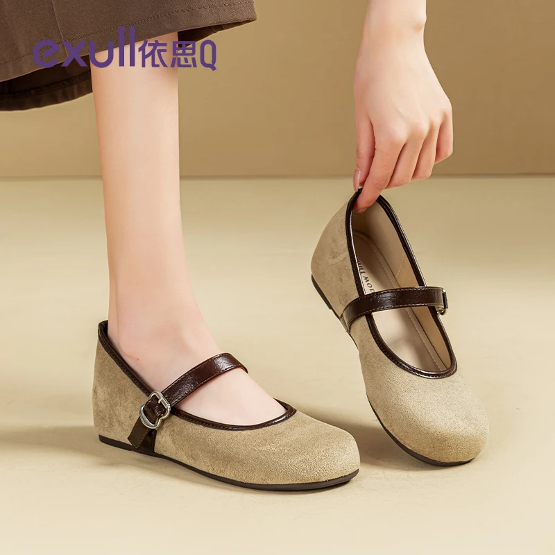 依思Q内增高勃肯鞋2025新款爆款秋季单鞋复古软底浅口玛丽珍女鞋