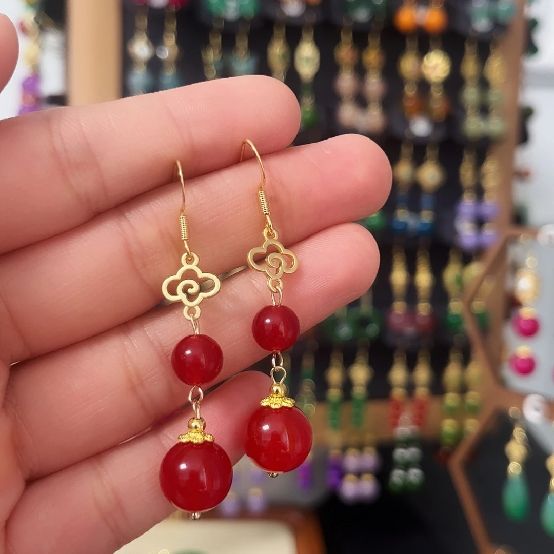 锆石纯铜925银耳饰