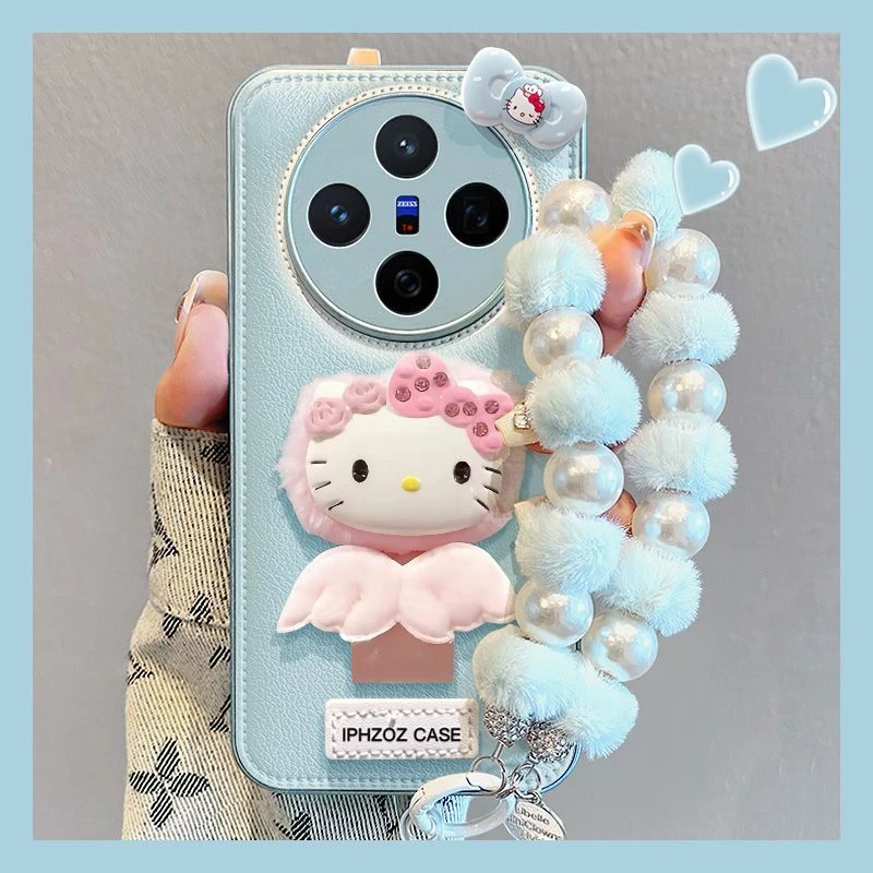 毛绒凯蒂猫适用vivox200pro手机壳卡通全包VIVOx100女款90防摔80