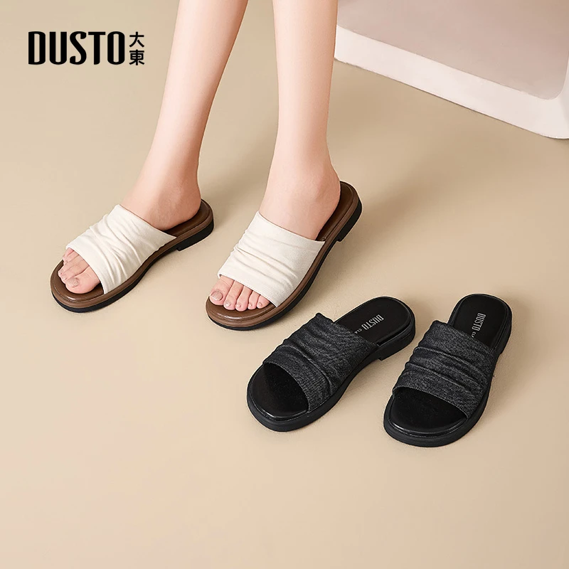 大东休闲拖鞋2025夏季新款度假风外穿一字凉拖女懒人沙滩鞋子0183