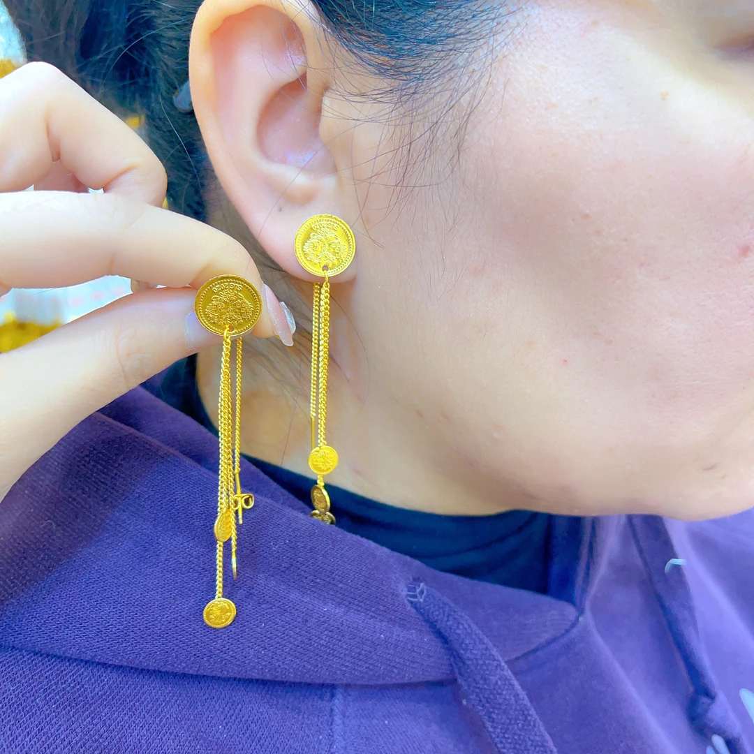 铜合金耳饰 058新款耳环长款白搭时尚金色