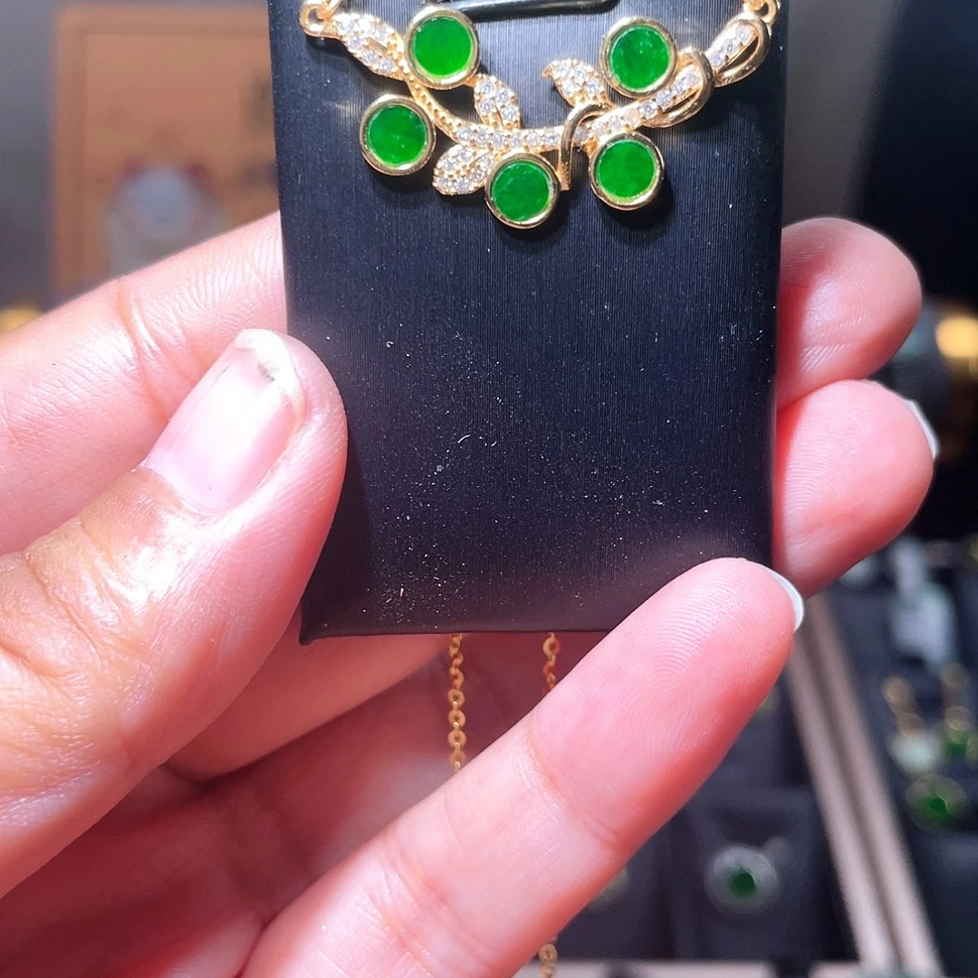 翡翠银S925镶嵌颈饰